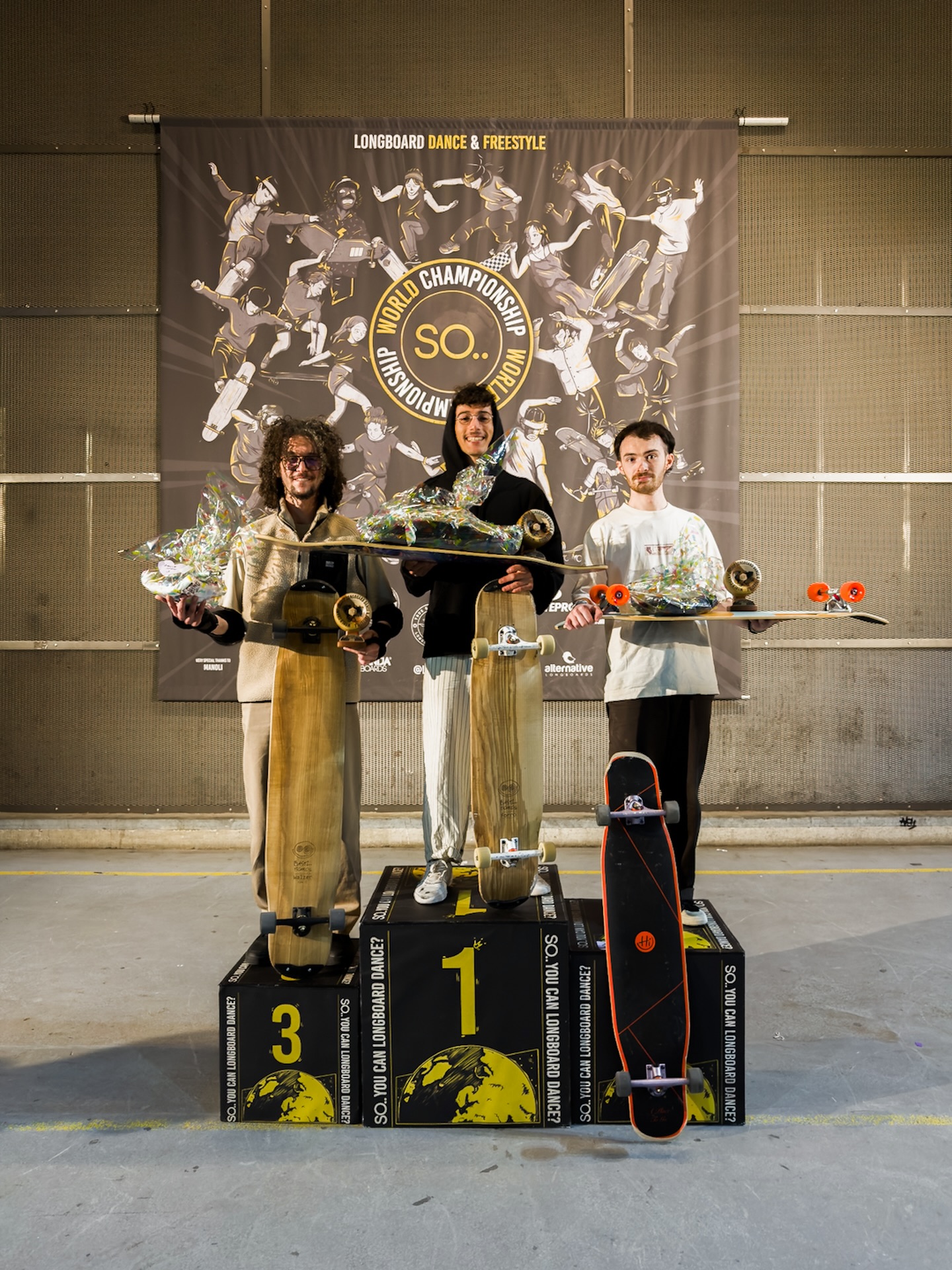 Congratulations for the Champions of Dance open intermediate! 🏆
 
🥇 Lafi Madjid 🇫🇷 @majin_3d 
🥈 Clément Landru 🇫🇷 @clem_landboard 
🥉 Bilal Haddad 🇫🇷 @bilalh_arts 
 
#SO.. #soyoucanlongboarddance #Longboard #Longboarding #longboarddancing