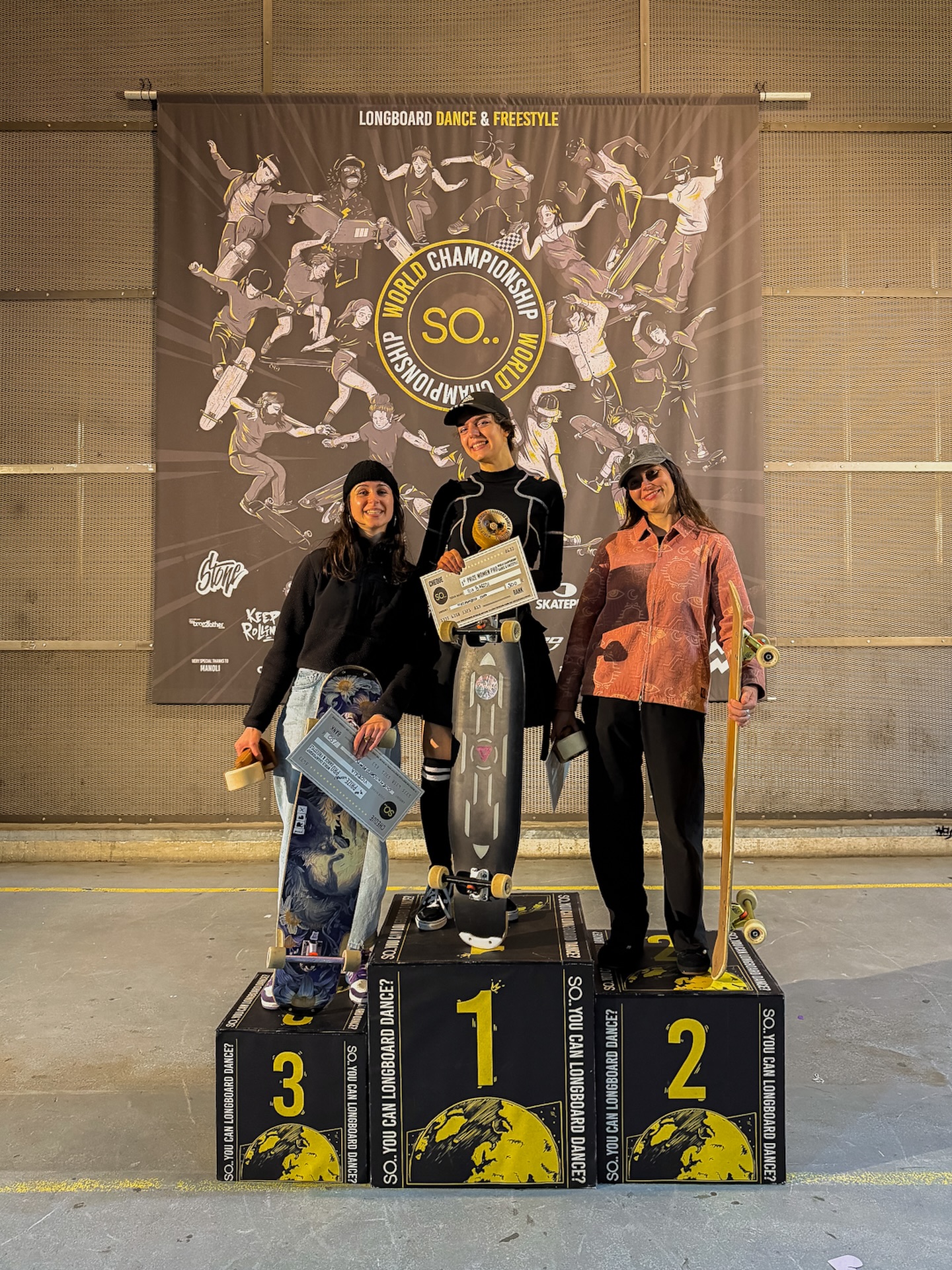 Congratulations for the Champions of Dance Women Pro! 🏆
 
🥇 Ilia Barosi 🇮🇹 @sanct.ilia 
🥈 Jet Rutten 🇳🇱 @jetrx 
🥉 Victoria 🇫🇷 @vic.longboarddance 
 
#SO.. #soyoucanlongboarddance #Longboard #Longboarding #longboarddancing